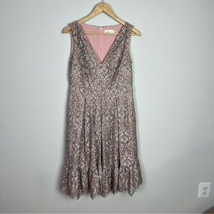 Eliza J Light Pink and Tan Floral Lace Dress Size 12 Women Wedding Party